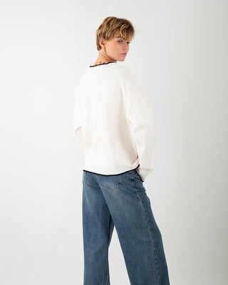 Cardigan Profili Bottoni Panna