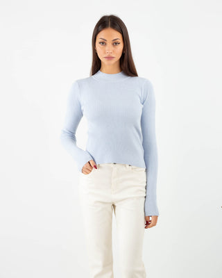 Lupetto Crop Costina Azzurro