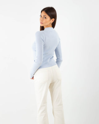 Lupetto Crop Costina Azzurro