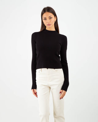 Lupetto Crop Costina Nero