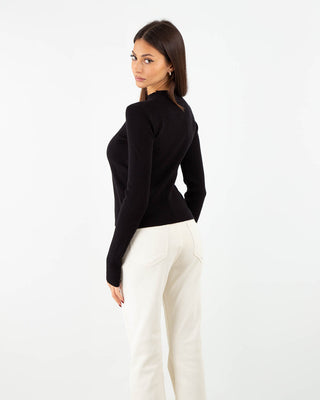 Lupetto Crop Costina Nero