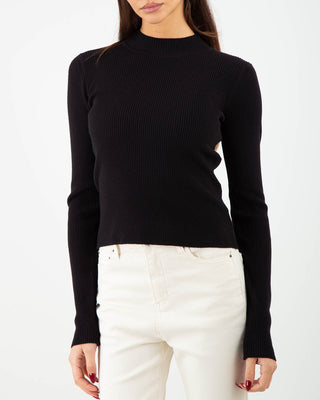 Lupetto Crop Costina Nero