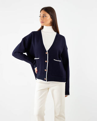 Cardigan Profili Bottoni Blu