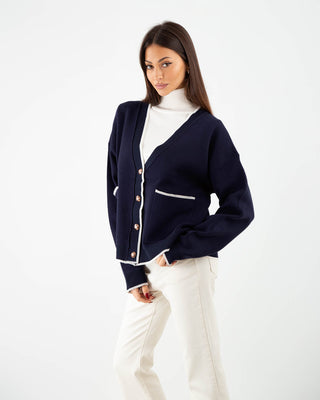 Cardigan Profili Bottoni Blu