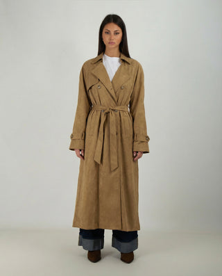 Trench Lungo Scamosciato Camel