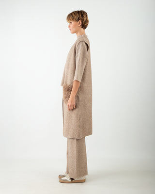 Maxi Gilet Tasche Pelliccia Taupe