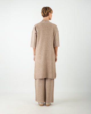 Maxi Gilet Tasche Pelliccia Taupe