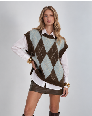 Gilet Rombi Misto Lana Moro Azzurro
