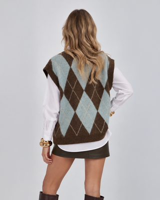 Gilet Rombi Misto Lana Moro Azzurro
