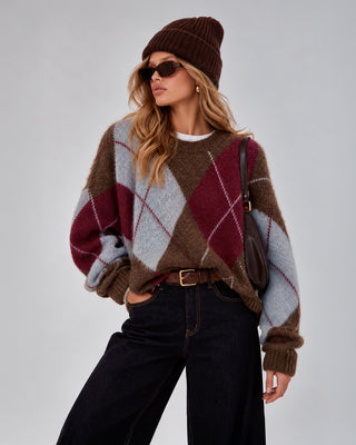 Maglione Over Rombi Brown