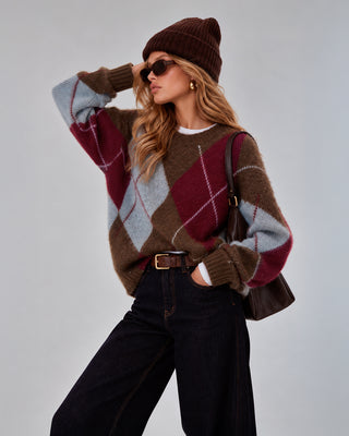 Maglione Over Rombi Brown