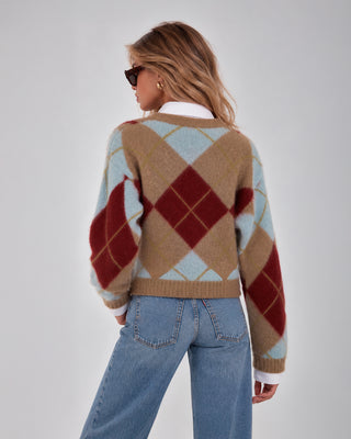 Maglione Rombi Girocollo Beige