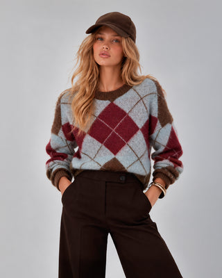 Maglione Rombi Girocollo Brown
