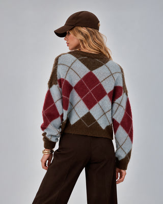 Maglione Rombi Girocollo Brown