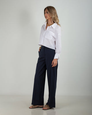 Pantalone Palazzo Risvolto Navy