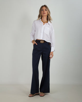 Pantalone Palazzo Risvolto Navy