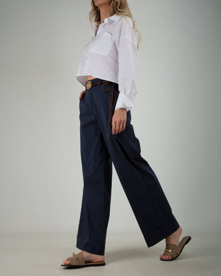 Pantalone Palazzo Risvolto Navy
