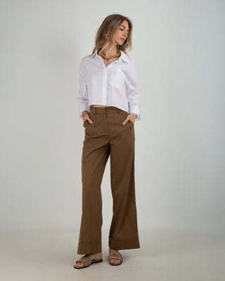Pantalone Palazzo Risvolto Brown