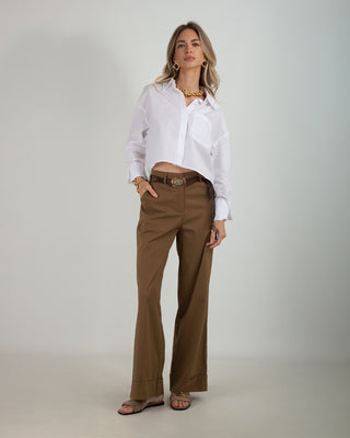Pantalone Palazzo Risvolto Brown