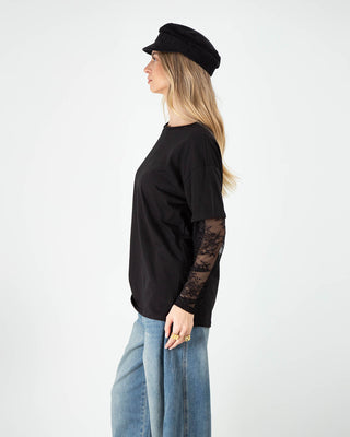 T-shirt Manica Pizzo Nero