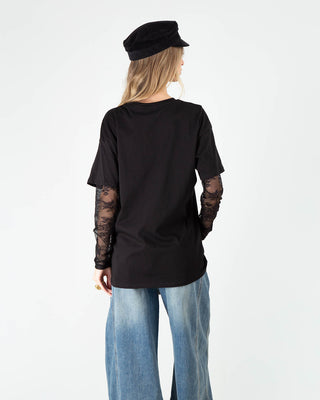T-shirt Manica Pizzo Nero