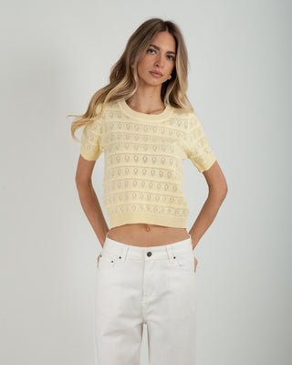 Maglia Crop Traforata Yellow