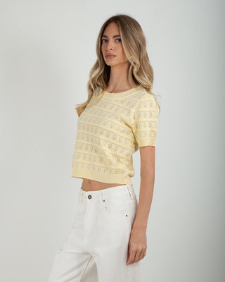 Maglia Crop Traforata Yellow