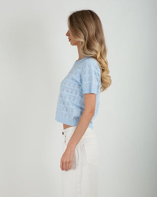 Maglia Crop Traforata Light Blue