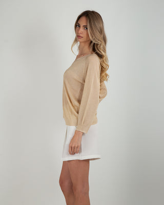 Maglia 3/4 V Lurex Beige