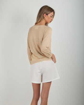 Maglia 3/4 V Lurex Beige