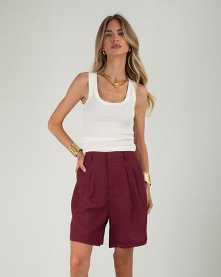 Bermuda Lungo Misto Lino Wine Red