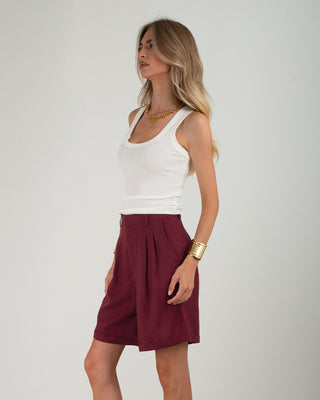 Bermuda Lungo Misto Lino Wine Red