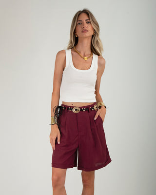 Bermuda Lungo Misto Lino Wine Red