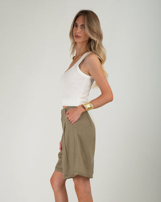 Bermuda Lungo Misto Lino Khaki