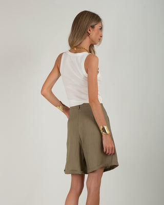 Bermuda Lungo Misto Lino Khaki