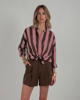 Camicia Mussola Righe Rosa
