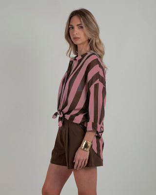 Camicia Mussola Righe Rosa
