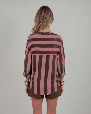 Camicia Mussola Righe Rosa