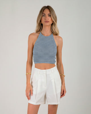 Crop Top Lurex Azzurro