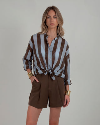 Camicia Mussola Fantasia Righe Moro
