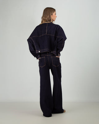 Giubbotto Denim Over Blu Scuro