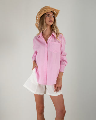 Camicia Over Taschino Righe Rosa