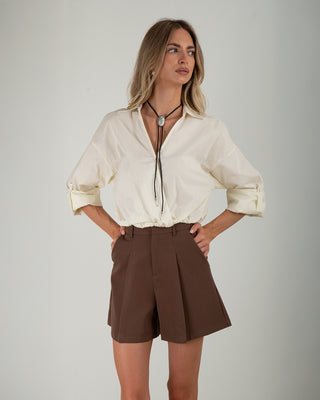 Camicia Crop Incrocio Cream