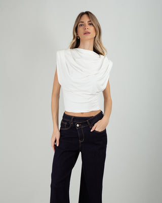 Top Smanicato Sbuffo Panna