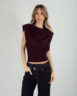 Top Drappeggiato Burgundy