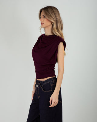 Top Drappeggiato Burgundy
