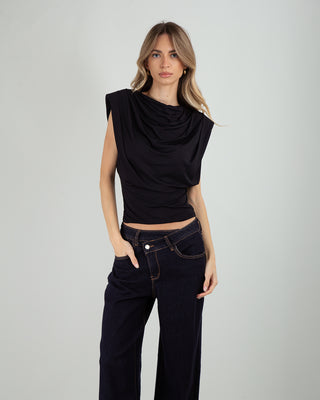 Top Smanicato Sbuffo Nero