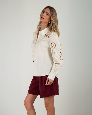 Camicia Manica Palloncino Sangallo Cream