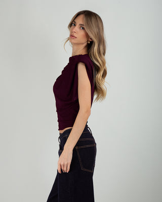 Top Drappeggiato Burgundy