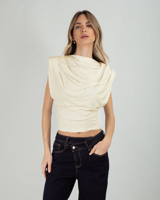 Top Drappeggiato Beige